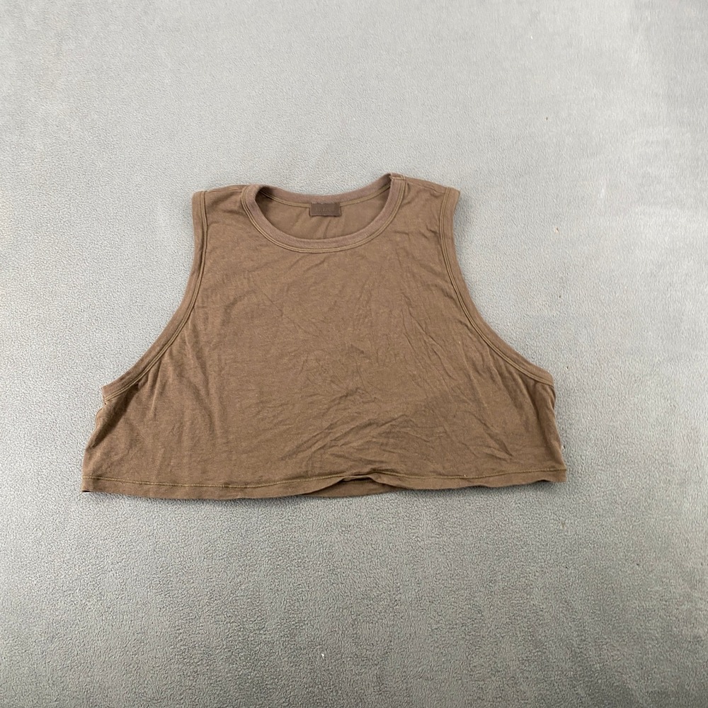 SKIMS Cotton Jersey Muscle Tank Brown Crop Sleeveless Top Large 7410